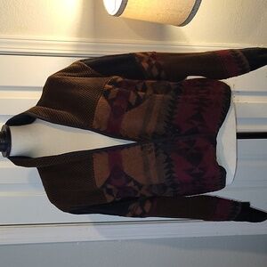 New Identity Aztec Print Southwestern Style Cropped Jacket.
